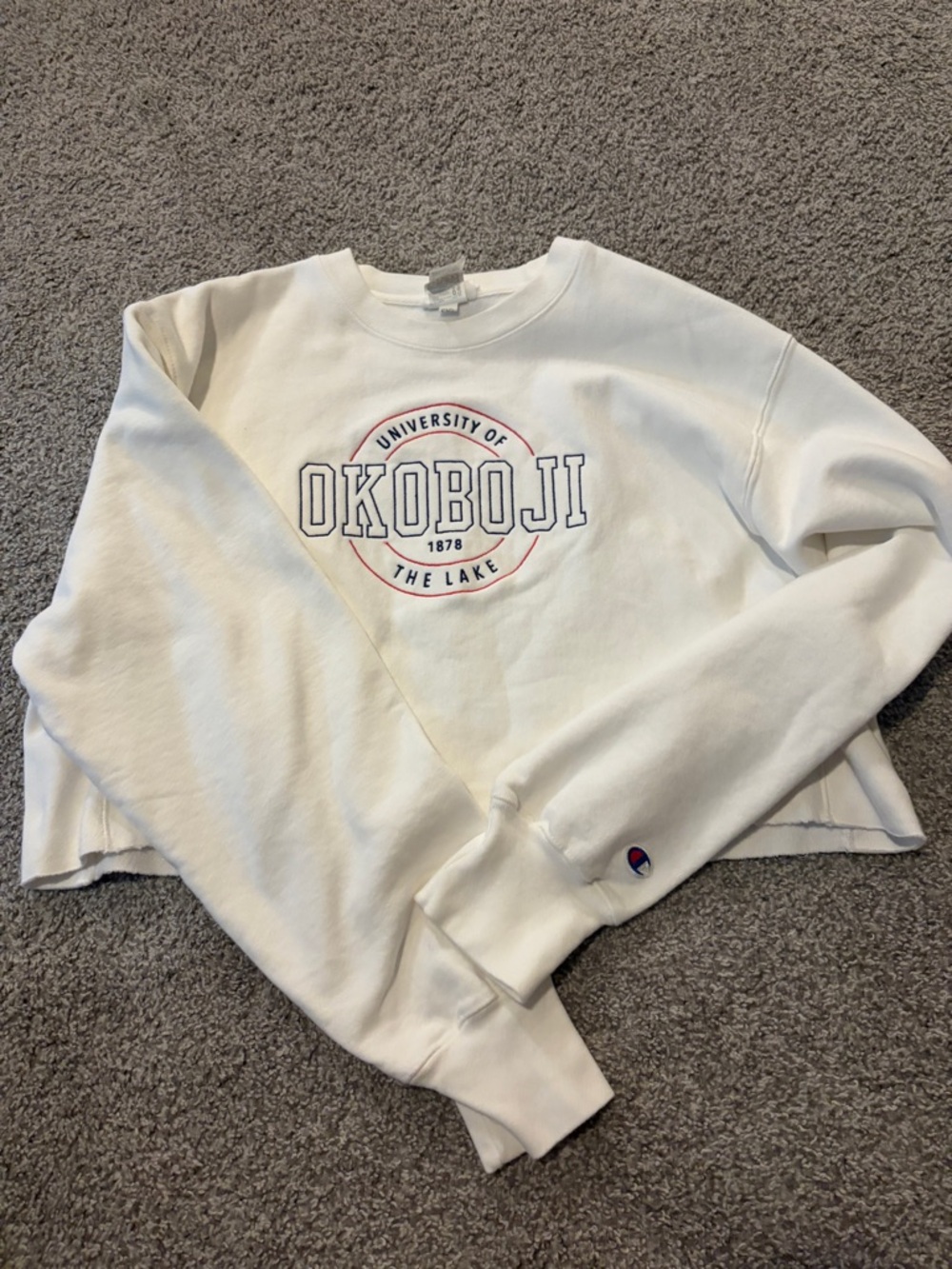 Champion Cropped University of Okoboji Sweatshirt